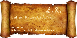 Lehar Krisztián névjegykártya